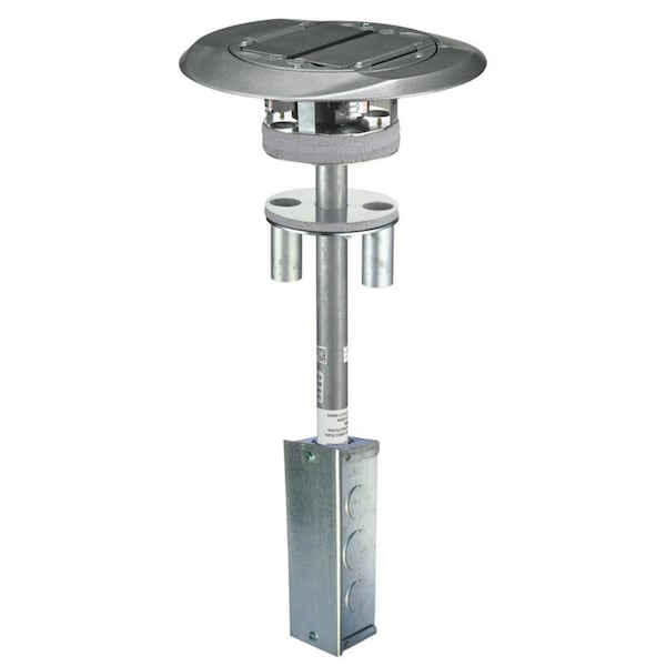 SystemOne, Fire-Rated Poke-Through, 1 Piece Unit, (4) 20A, 125V Receptacles, (4) Hubbell Keystone Openings, Junction Box, Cover with Gray Finish